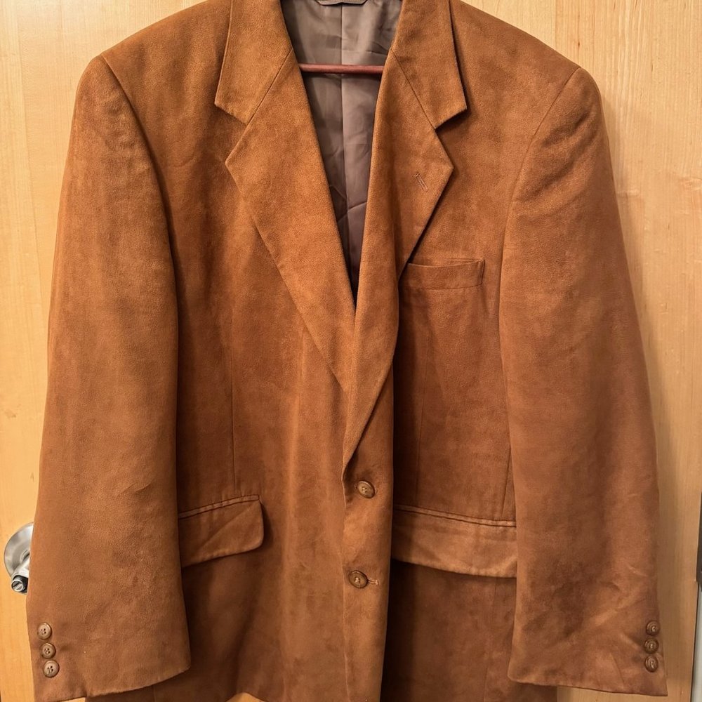 Bert Pulitzer Camel Brown Tan Supra Suede 2 Button Blazer Sport Coat Size 46 Reg